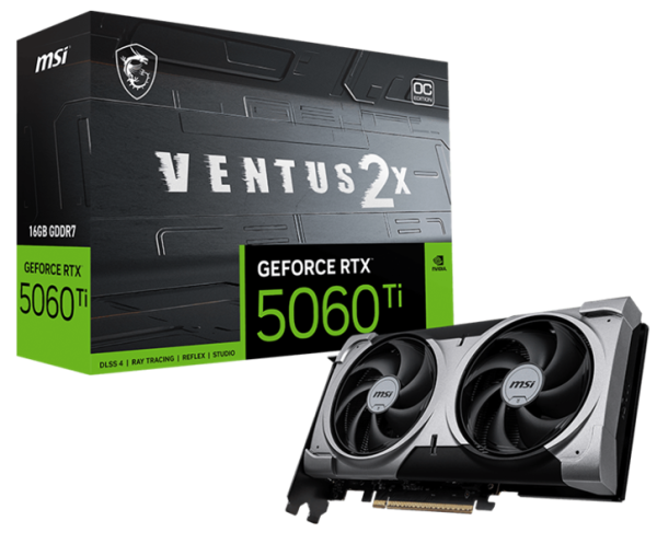 Фото MSI RTX 5060 Ti 16G VENTUS 2X OC PLUS//RTX 5060, HDMI, DP*3, 16G, D7