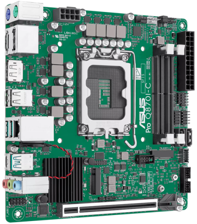 Фото ASUS PRO Q870I-C-CSM, LGA1851, Q870, 2*DDR5, 2*SATA, 1*M.2, 3*USB 3.2, 2*USB 2.0, Type-C, 2*PCIx16, 2*DP+HDMI, mATX; 90MB1MPP-M0EAYC