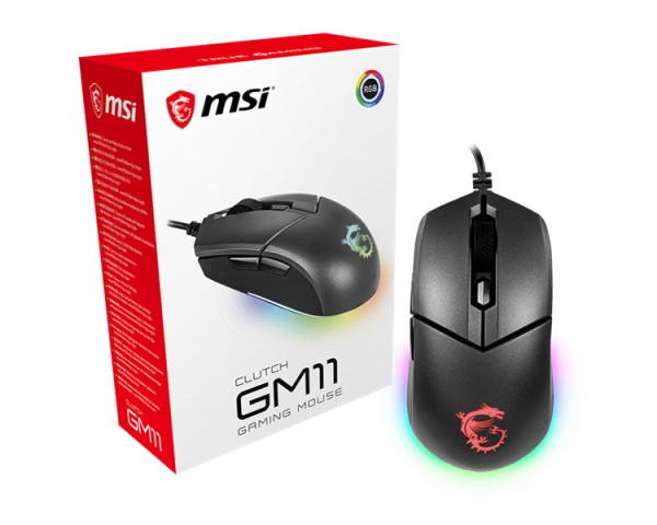Фото Gaming Mouse MSI Clutch GM11, Wired, DPI 5000, symmetrical design, RGB lighting, Black