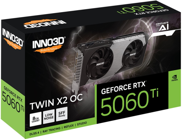 Фото INNO3D RTX 5060 Ti Twin X2 OC//RTX5060Ti, HDMI, DP*3, 8G,D7
