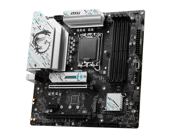 Фото MSI B760M GAMING PLUS WIFI,B760,LGA1700,4DDR5,2PCI-Ex16,1PCI-Ex1,2M.2,4SATA3,2USB3.2 Gen2,7US
