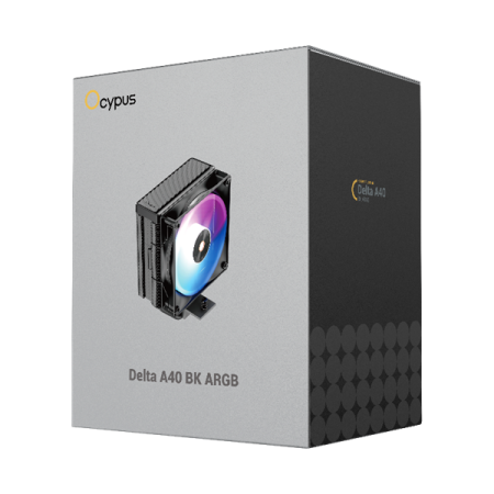 Фото Ocypus Delta A40 BK ARGB, 120mm ARGB FAN, Top Panel, 4 HEAT PIPES, 4-PIN PWM, 500-2000 RPM, 29DBA, HYDRO BEARING, LGA115X/1200/1700/18XX, AM4/AM5