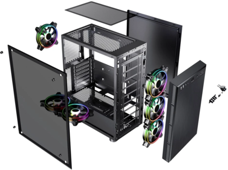 Фото Accord 3407 black w/o PSU ATX 8x120mm 2xUSB2.0 1xUSB3.0 audio bott PSU