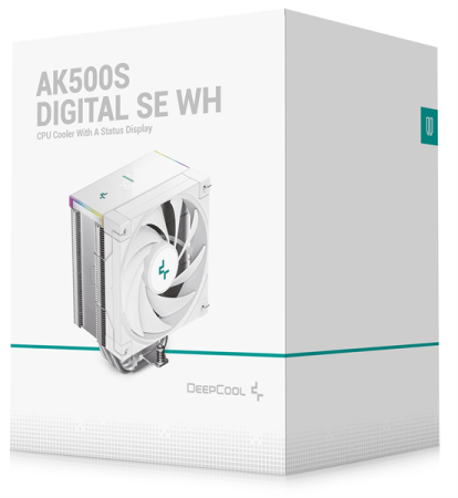 Фото DEEPCOOL AK500S DIGITAL SE WH LGA20XX/1700/1200/115X/AM5/AM4 (12шт/кор, TDP 240W, PWM, Fan 120mm, 5 тепл. трубок, Copper Base, белый) RET (R-AK500S-WHADMN-GJD)