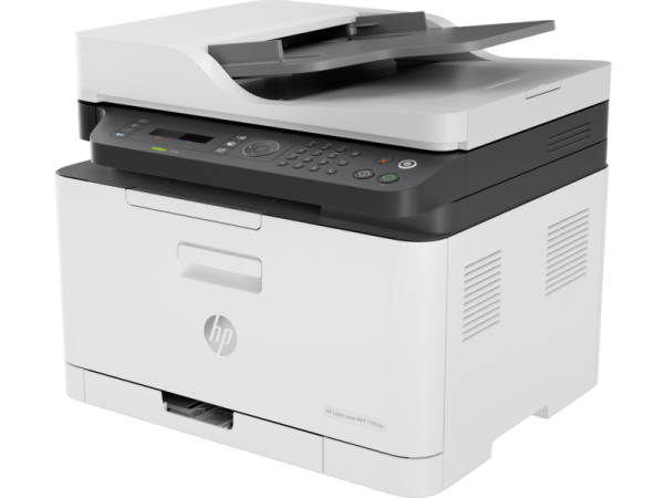 Фото HP Color Laser MFP 179fnw (p/c/s/f, A4, 600dpi, 18(4ppm),128Mb,ADF40,USB 2.0/ Wi-Fi/Eth10/100,AirPrint, 1tray 150, cartridges 700b &500cmy pages in box,repl.SL-C480FW) (4ZB97A#B19)