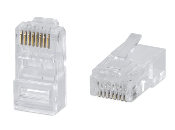 Коннектор Cabeus 8P8C-C6 RJ-45 под витую пару, категория 6 , универсальный (для одножильного и многожильного кабеля) для проводников с толщиной по изоляции до 1,05 мм