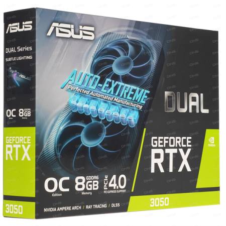 Фото ASUS DUAL-RTX3050-O8G-V2//RTX3050 DVI HDMI DP 8G D6; 90YV0GH6-M0NA00