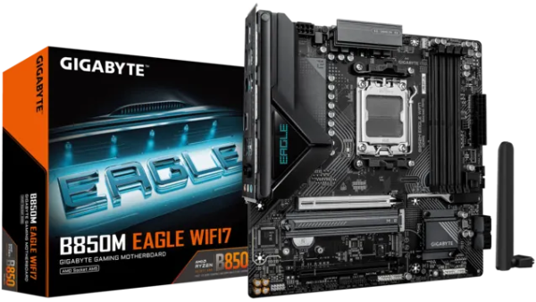 GIGABYTE B850M EAGLE WIFI7, AM5, B850, 4*DDR5, 4*SATA, 2*M.2, 3*USB 3.2, 4*USB 2.0, Type-C, 2*PCIx16, 2*DP+HDMI, mATX