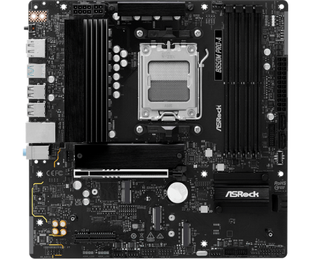 Фото ASROCK B850M PRO-A, AM5, B850, 4*DDR5, 4*SATA, 4*M.2, 4*USB 2.0, 3*USB 3.2, 2*Type-C, 2*PCIx16, 1*M.2 (Key E), HDMI+DP, mATX