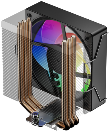 Фото ID-COOLING SE-903-XT V2 ARGB LGA1851/1700/1200/115X/AM5/AM4 (30шт/кор, TDP 150W, PWM, 3 тепл.трубки прямого контакта, FAN 100mm, Addressable RGB LED) RET