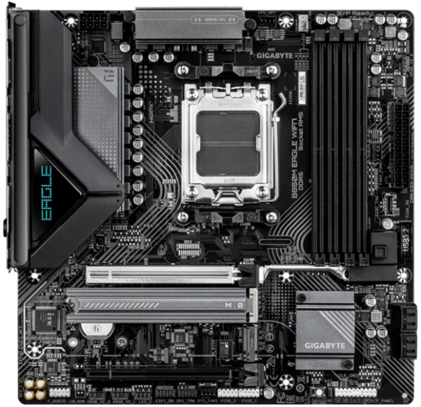Фото GIGABYTE B850M EAGLE WIFI7, AM5, B850, 4*DDR5, 4*SATA, 2*M.2, 3*USB 3.2, 4*USB 2.0, Type-C, 2*PCIx16, 2*DP+HDMI, mATX