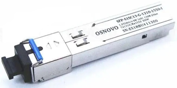 OSNOVO SFP-S1SC13-G-1310-1550-I Промышленный SFP Модуль. Одно волокно Single Mode. Скорость: до 1,25 Гбит/c. Тип разъема: SC. Оптический бюджет: 13дБ. Расстояние передачи - до 20км. Рабочая длина волн