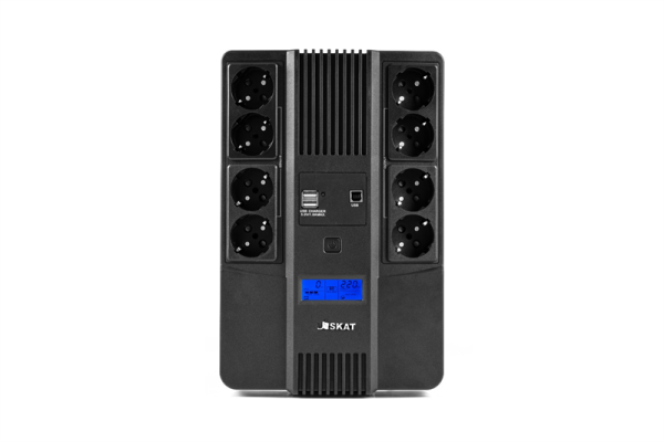 (8933) SKAT-UPS 800-AID-IN-1x9-8 ИБП 220В 480Вт, LCD, АКБ 1x 9Ач, line interactive, мод.синус, 8хSchuko,2xUS