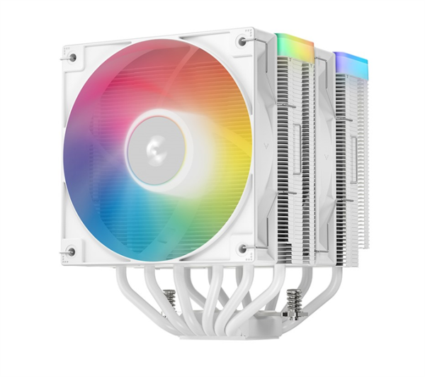 Фото DEEPCOOL AG620 WH ARGB V2 LGA20XX/1700/1200/115X/AM5/AM4 (9шт/кор, TDP 260W, PWM, ARGB DUAL Fan 120mm, 6 тепл. трубок, белый) RET (R-AG620-WHAMMN-GJD)