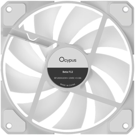 Фото Ocypus Beta F12 WH ARGB REVERSE BLADE, 120x120x25mm, 4-PIN PWM, 800-1600 RPM, 29 DBA MAX, HYDRO BEARING