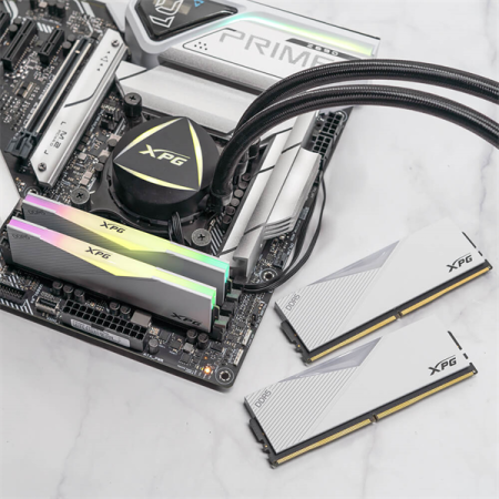 Фото ADATA LANCER RGB DDR5 DIMM 32GB 6400MHz 2*16GB 32-39-39 1.4V WHITE DUAL COLOR BOX