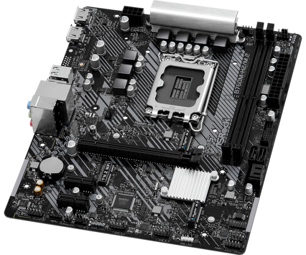 Фото ASROCK B760M-H2/M.2 LGA1700, B760, 2*DDR5, 4*SATA, 2*M.2, 4*USB 3.2, 2*USB 2.0, 1*PCIx16, 2*PCIx1, 1*M.2 (Key E), 2*HDMI, mATX