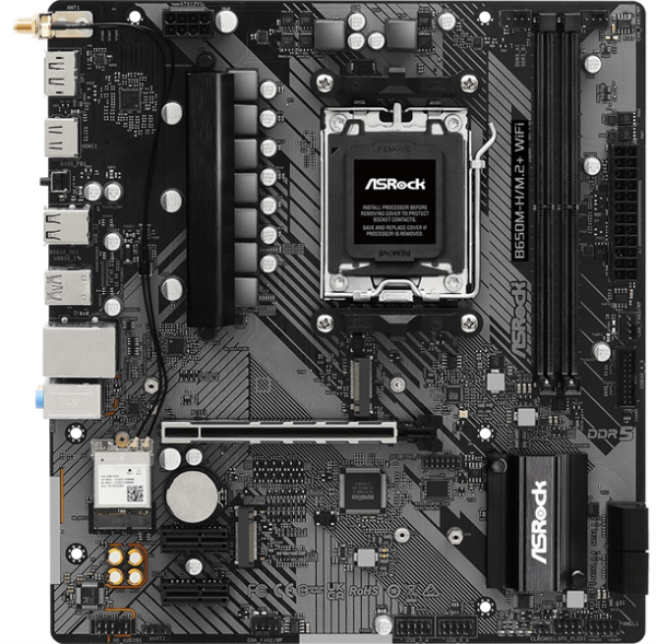 Фото ASROCK B760M PRO RS WIFI, LGA1700, B760, 4*DDR5, 4*SATA, 3*M.2, 3*USB 3.2, 2*USB 2.0, Type-C, 2*PCIx16, 1xM.2 (Key E), HDMI+DP, mATX