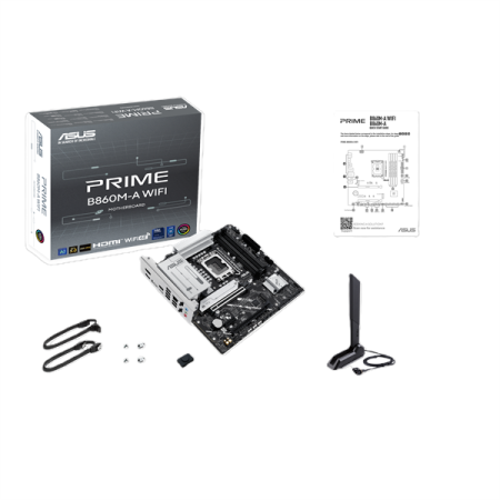 Фото ASUS PRIME B860M-A WIFI, LGA1851, B860, 4*DDR5, 4*SATA, 2*M.2, 2*USB 3.2, 4*USB 2.0, Type-C, 2*PCIx16, 1*PCIx1, 2*DP+HDMI, mATX; 90MB1JY0-M0EAY0