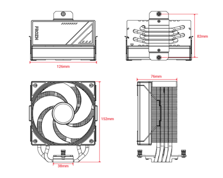 Фото ID-COOLING FROZN A410 SE ARGB LGA1700/1200/115X/AM5/AM4 (10шт/кор, TDP 180W, PWM, 4 тепл.трубки прямого контакта, ARGB FAN 120mm, черный) RET