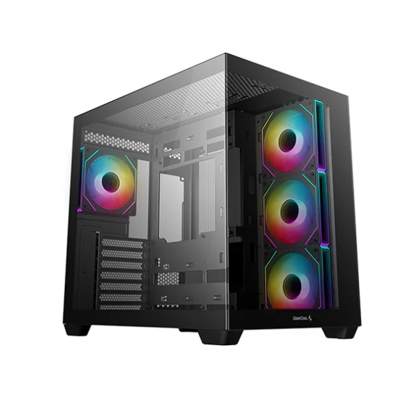 Deepcool CG530 4F без БП, боковое окно (панорама), 3x120мм ARGB Reverse вентилятора на боковой стенке, 1x120мм ARGB вентилятор сзади, черный, ATX (R-CG530-BKADA4-G-1)