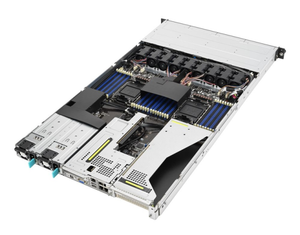 Фото ASUS RS700-E11-RS4U, 1U, 2x LGA4677, 32xDIMM DDR5, 4x 3.5/2.5" hs SATA/SAS*/NVME, 2x M.2, Up to 3+1 PCIe slot (+-1 x OCP 3.0 ), 2x 10Gbe (X710) RJ45 port, 2x1200W, ASMB11-iKVM
