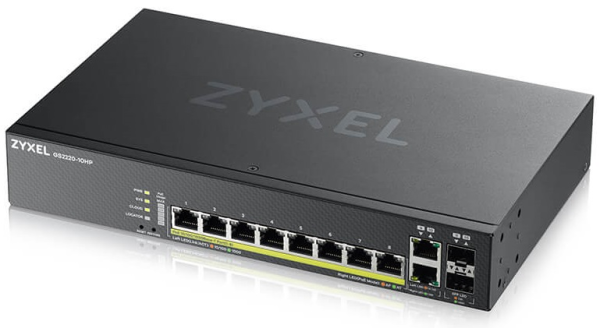 L2 PoE+ Zyxel NebulaFlex Pro GS2220-10HP, rack 19", 8xGE PoE+, 2xCombo (SFP/RJ-45), бюджет PoE 180 Вт