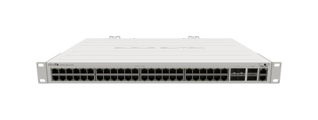 Фото MikroTik Cloud Router Switch 354-48G-4S+2Q+RM with 48 x Gigabit RJ45 LAN, 4 x 10G SFP+ cages, 2 x 40G QSFP+ cages, RouterOS L5, 1U rackmount enclosure, Dual redundant PSU