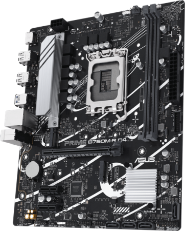 Фото ASUS PRIME B760M-R D4, LGA1700, B760, 2*DDR4, 4*SATA, 2*M.2, 4*USB 3.2, 4*USB 2.0, 1*PCIx16, 2*PCIx1, HDMI, mATX; 90MB1HA0-M0EAY0