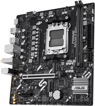 Фото ASUS PRIME B850M-F WIFI, AM5, B850, 2*DDR5, 4*SATA, 2*M.2, 4*USB 3.2, 4*USB 2.0, 3*PCIx16, 2*PCIx1, DP+HDMI, mATX; 90MB1N80-M0EAY0
