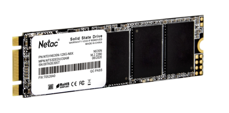 Фото Netac SSD N535N 128GB M.2 2280 SATAIII 3D NAND, R/W up to 510/440MB/s, TBW 70TB, 3y wty