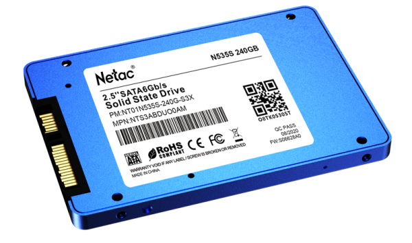 Фото Netac SSD N535S 240GB 2.5 SATAIII 3D NAND, 7mm, R/W up to 540/490MB/s, TBW 140TB, 5y wty