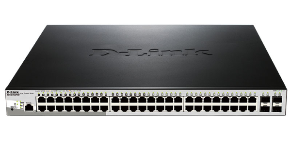 Фото D-Link PROJ Управляемый L2 PoE-коммутатор, 48x1000Base-T PoE, 4x1000Base-X SFP, PoE-бюджет 193 Вт, защита от статического электричества до 6 кВ, CLI, консольный порт RJ-45, поддержка Dying Gasp