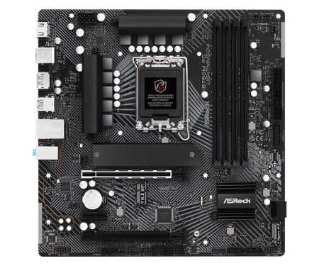 Фото ASROCK B760M PG LIGHTNING/D4, LGA1700, B760, 4*DDR4, 4*SATA, 3*M.2, 3*USB 3.2, 2*USB 2.0, Type-C, 2*PCIx16, 1*M.2 (Key E), HDMI+DP, mATX