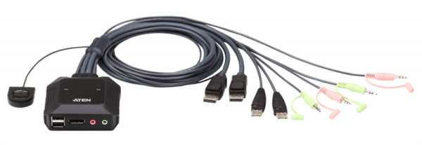 ATEN 2-Port USB DisplayPort Cable KVM Switch with Remote Port Selector