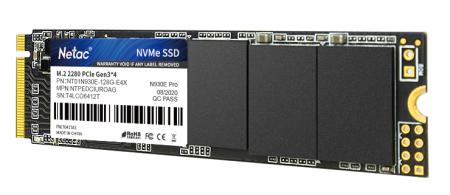 Фото Netac SSD N930E Pro 128GB PCIe 3 x4 M.2 2280 NVMe 3D NAND, R/W up to 970/650MB/s, IOPS(R4K) 100K/130K, TBW 75TB, 3y wty
