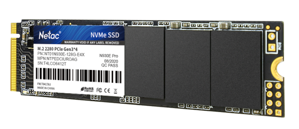 Фото Netac SSD N930E Pro 128GB PCIe 3 x4 M.2 2280 NVMe 3D NAND, R/W up to 970/650MB/s, IOPS(R4K) 100K/130K, TBW 75TB, 3y wty