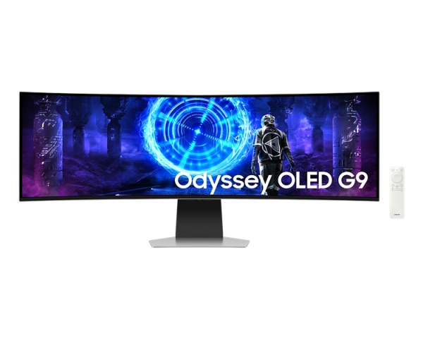 Samsung 49" Odyssey OLED G9 G95SD S49DG952SI Curved (OLED 32:9 5120x1440x240Hz 0,03ms 250cd 1M:1 178/178 1,07B DP; HDMI; Micro HDMI USB-Cx2 SmartTV,WiFi5, BT5.2, RC Spk 2x5W HAS Tilt VESA Silver