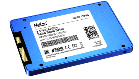 Фото Netac SSD N600S 128GB 2.5 SATAIII 3D NAND, 7mm, R/W up to 510/440MB/s, TBW 70TB, 5y wty