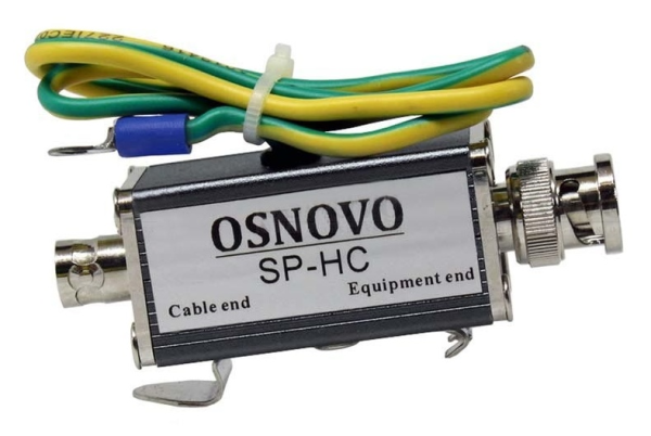 OSNOVO SP-HC SP-HC Устройство грозозащиты цепей видео HDCVI/HDTVI/AHD одноканальное для коаксиального кабеля. Двухступенчатая защита. Полоса пропускания видеосигнала до 80MHz. Максимальное длительное