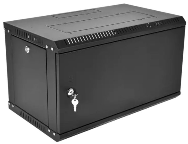 ЦМО Шкаф телекоммуникационный настенный разборный ЭКОНОМ 6U (600 350) дверь металл, цвет черный