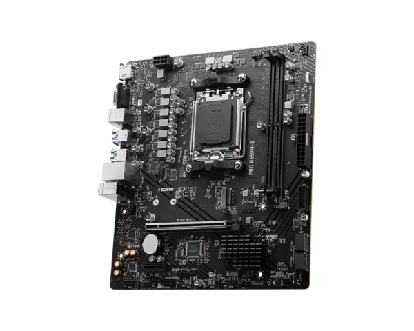 Фото MSI PRO B650M-B,B650,AM5,2DDR5,1PCI-Ex16,1PCI-Ex1,1M.2,4SATA3,6USB3.2 Gen1,6USB2.0,HD Audio