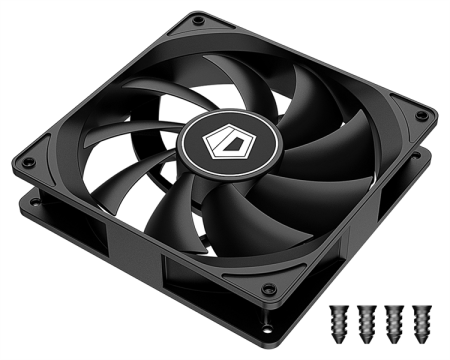 Фото ID-COOLING FL-12025K 120x120x25мм (80шт./кор, 3pin, черный, 1250об/мин, супертихий) BOX