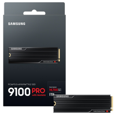 Фото SSD M.2 (PCI-E NVMe 2.0 Gen 5.0 x4) 1Tb Samsung 9100 PRO (R14800/W13400MB/s) with Heatsink, 1year