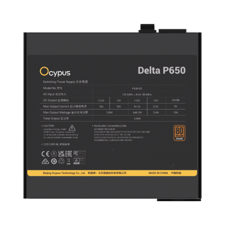 Фото Ocypus Delta P650, 650W, APFC, 80+ Bronze, ATX 3.1, 120mm Fan (P650-BF)