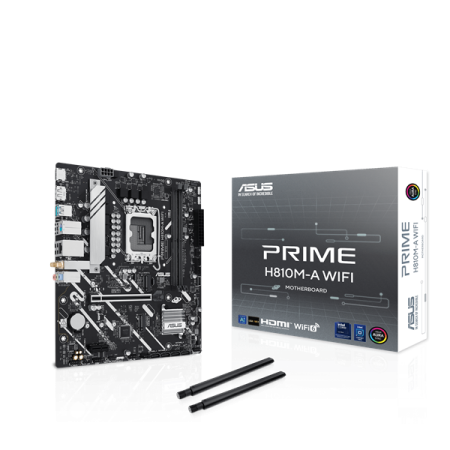 Фото ASUS PRIME H810M-A WIFI, LGA1851, H810, 2*DDR5, 4*SATA, 2*M.2, 2*USB 3.2, 4*USB 2.0, 1*PCIx16, 1*PCIx1, HDMI+DP, mATX; 90MB1KJ0-M0EAY0