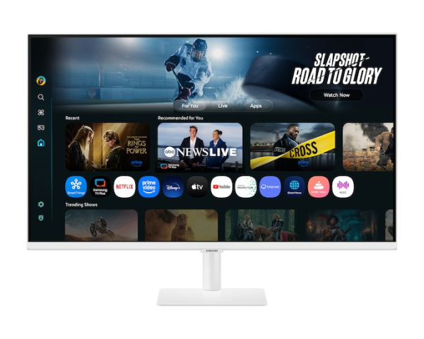 Фото Samsung 32" Smart monitor M7 S32FM703UI (VA 16:9 3840x2160x60Hz 4ms 300cd 3000:1 178/178 1млрд HDMI USB-C(65W) 2*USB 2.0 Spk10W Tizen HDR10+ sRGB 99% Tilt WiFi5 BT5.2 VESA White ПультДУ)