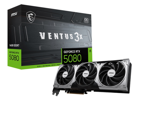 MSI RTX 5080 16G VENTUS 3X OC//RTX 5080, HDMI, DP*3, 16G, D7