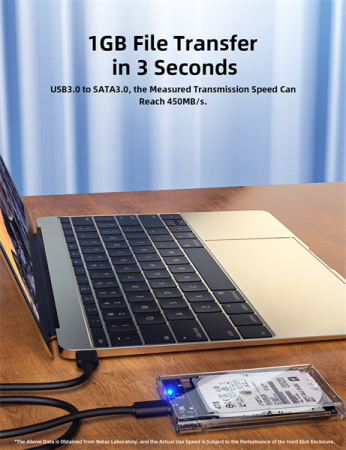 Фото Netac WH11 2.5 SATA to USB3.0 External HDD/SSD Case, Slide Transparent Cover, with USB3.0 A to B cable