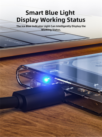 Фото Netac WH11 2.5 SATA to USB3.0 External HDD/SSD Case, Slide Transparent Cover, with USB3.0 A to B cable